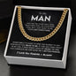 To My Man Cuban Link Chain, Valentine's Day, Birthday, Christmas, Appreciation Gift