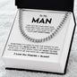 To My Man Cuban Link Chain, Valentine's Day, Birthday, Christmas, Appreciation Gift