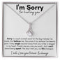 I am sorry | Apologies message card necklace