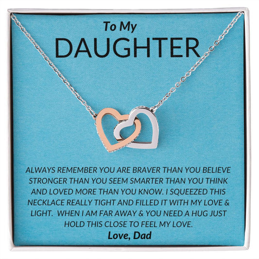 To My Daughter - Love - Interlocking Heart Necklace